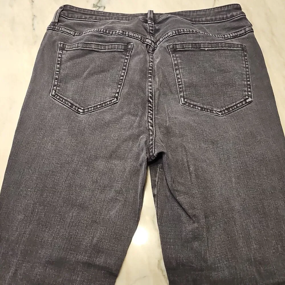 Free People Women's Black Gray Skinny Ankle Mid-Rise Stretch Denim Jeans Sz 31